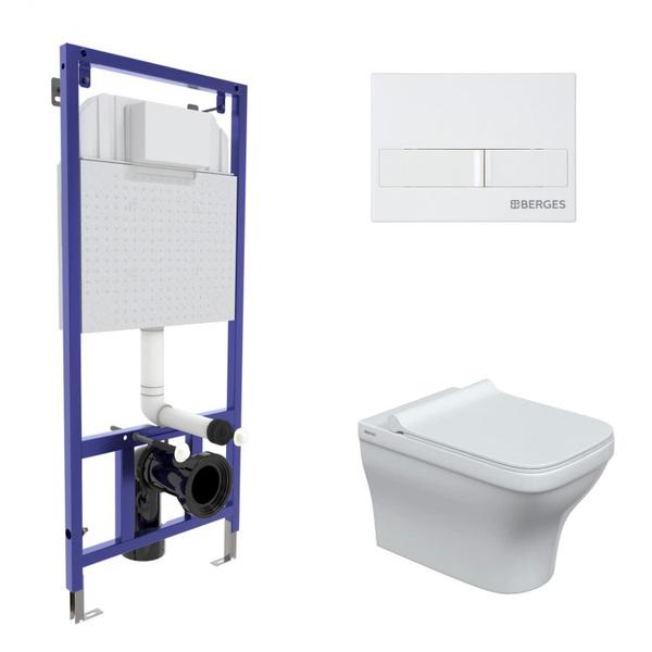 Инсталляция NOVUM 525, кнопка L1, унитаз STRATI Rimless, сиденье дюропласт Strati Slim SO  042452