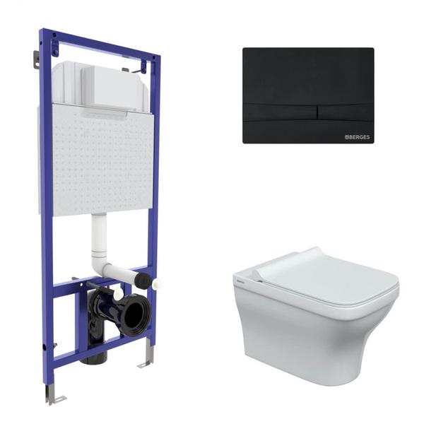 Инсталляция NOVUM 525, кнопка F5, унитаз STRATI Rimless, сиденье дюропласт Strati Slim SO042451