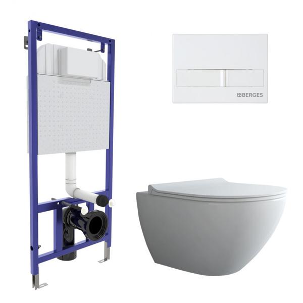 Инсталляция NOVUM 525, кнопка L1, унитаз PUMA XL Rimless, сиденье дюропласт Toma Slim SO  043265