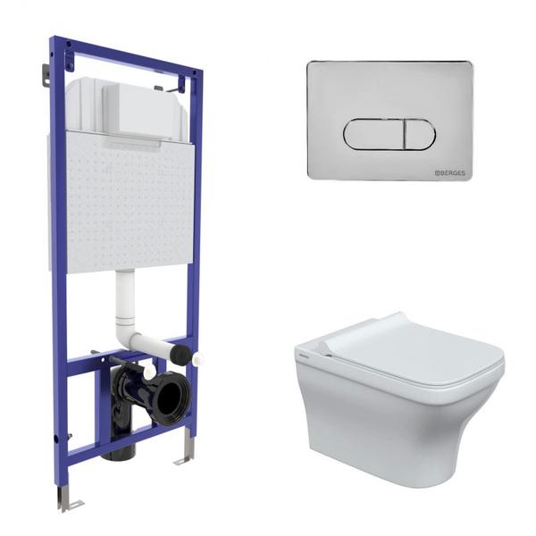 Инсталляция NOVUM 525, кнопка D3, унитаз STRATI Rimless, сиденье дюропласт Strati Slim SO042450