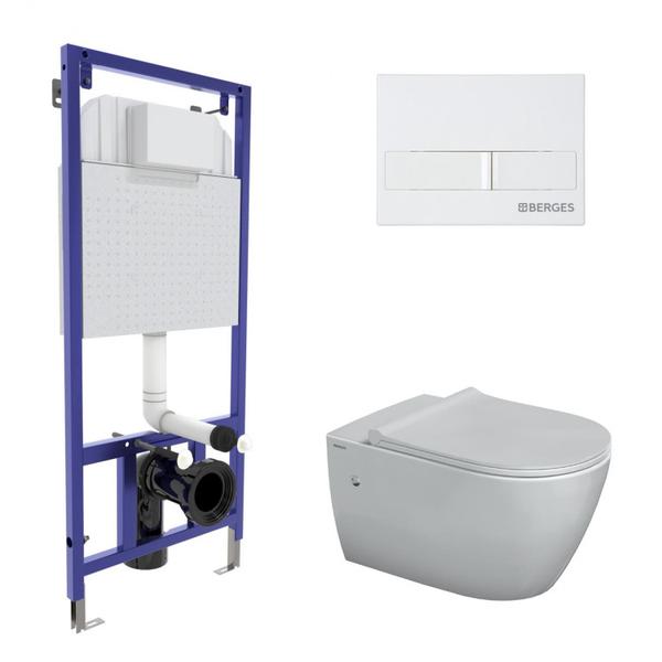 Инсталляция NOVUM 525, кнопка L1, унитаз MASCON Rimless, сиденье дюропласт Toma Slim SO043266